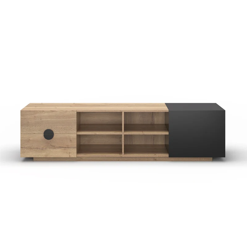 Meuble TV effet bois et noir avec élcairage LED 180x38,5x47cm PINNACLEE