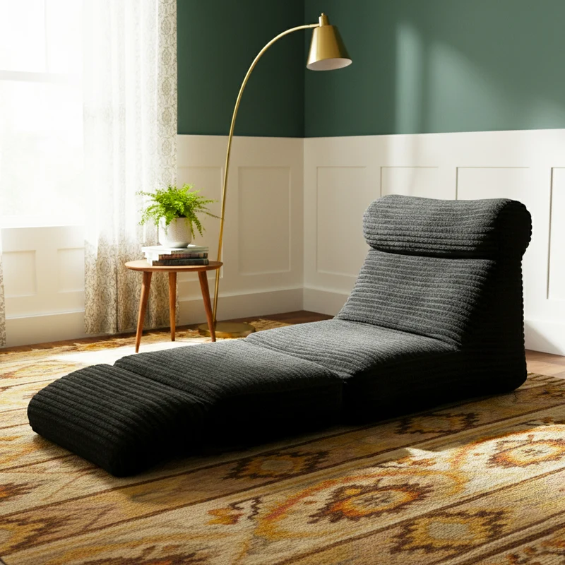 Fauteuil lit modulable convertible flanelle noir 83x83x83cm ECHOANA
