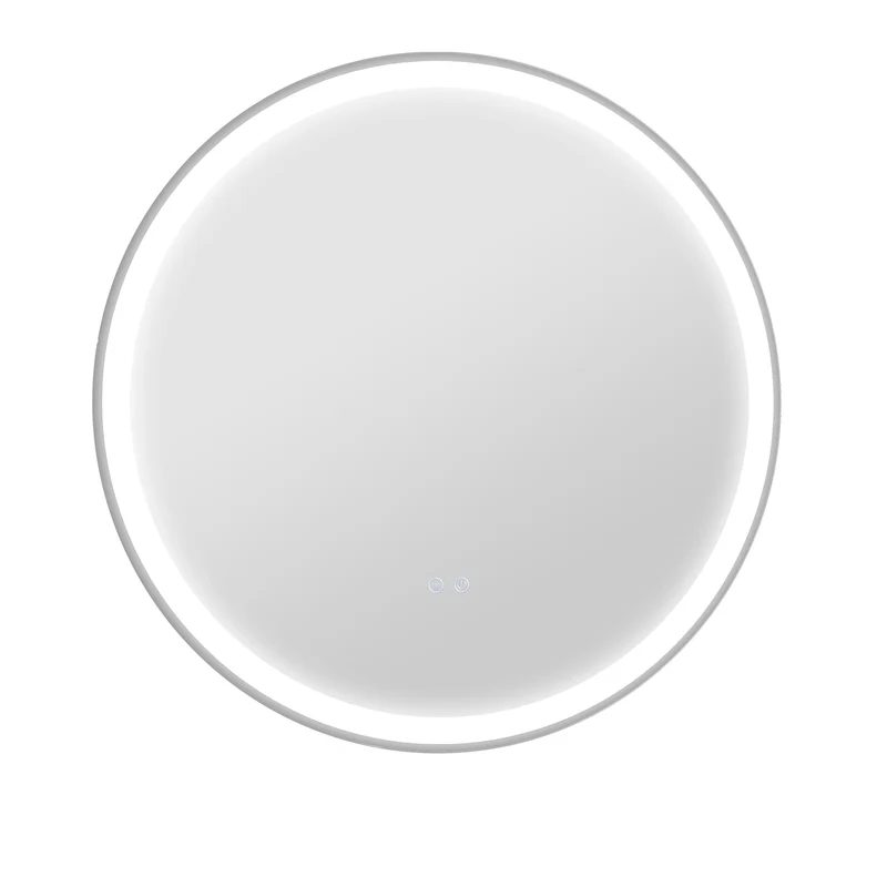 Miroir de salle de bain blanc LED antibuée, tactile, mémoire, cadre en aluminium Ø60 cm Ridgesnow