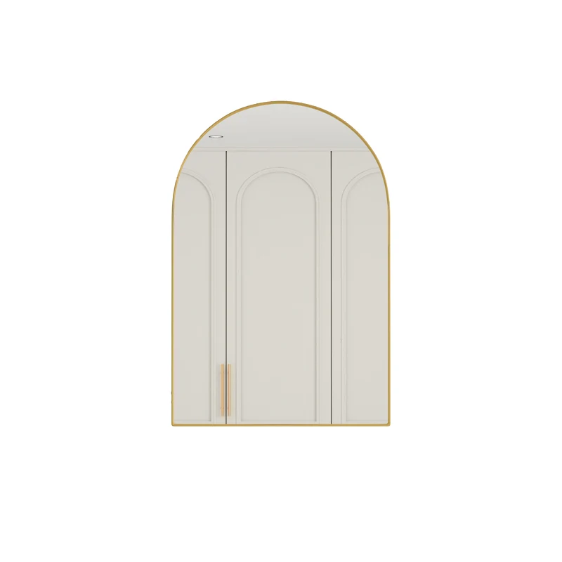 Armoire de toilette miroir arche dorée, armoire murale encastrée 91x61cm DUSKVINE