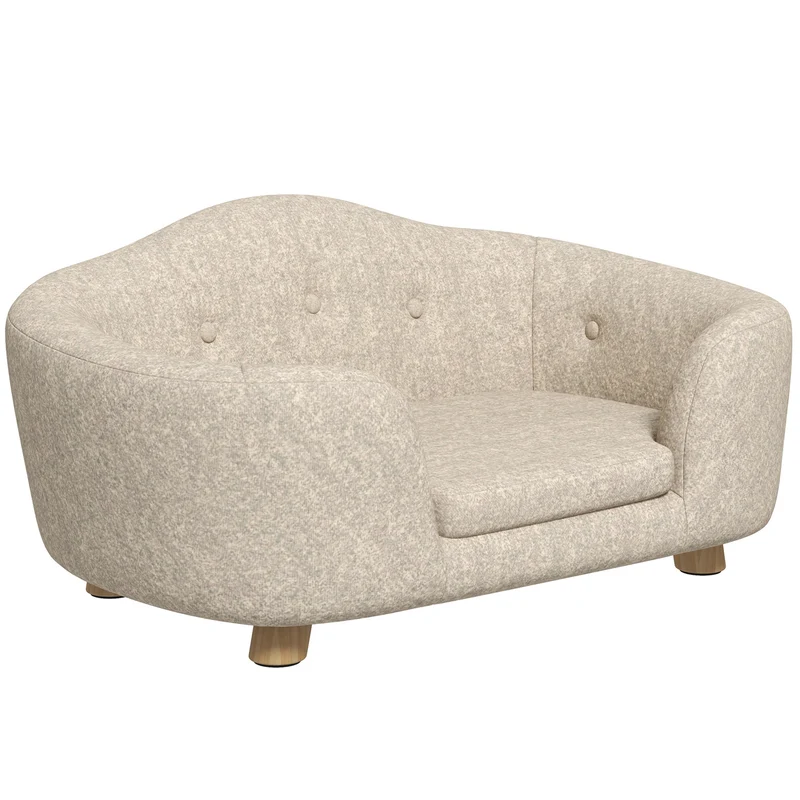 Lit peluche beige pour chien et chat de luxe coussin inclus 70 x 47 x 30 cm Duskspring