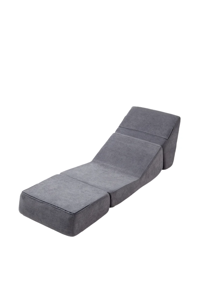 Canapé fauteuil convertible flanelle gris 3-en-1 matelas 1 place pliant ECHOELLA