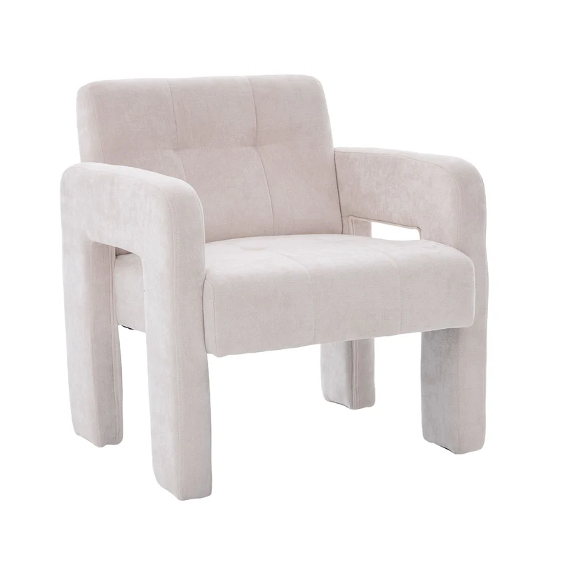 Fauteuil en chenille beige 67,5x69x74,5cm AURAERA