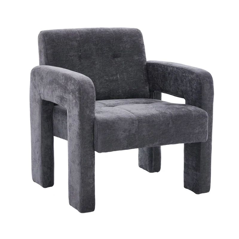 Fauteuil en chenille gris foncé 67,5x69x74,5cm ZENITHINA