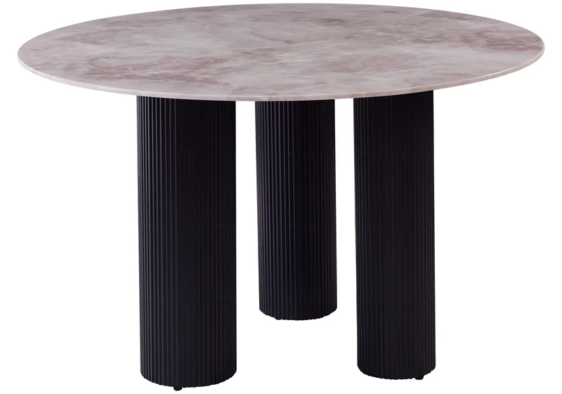 Table à manger pied noir céramique marbre gris - Elio