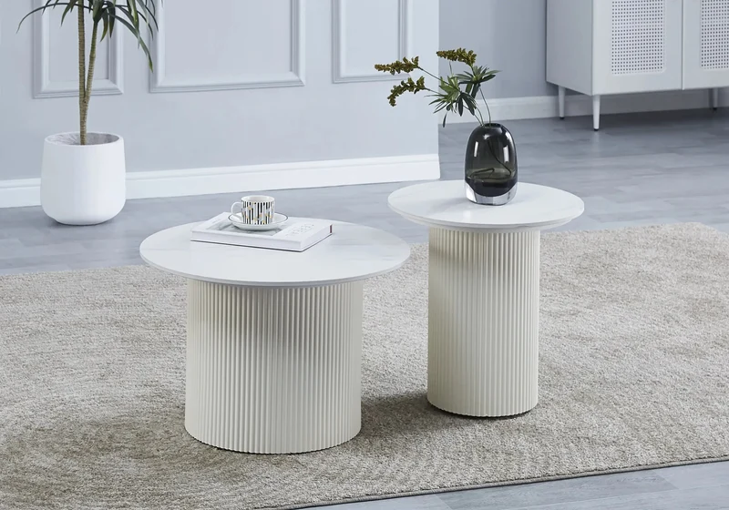 Table basse céramique marbre blanc - Mila