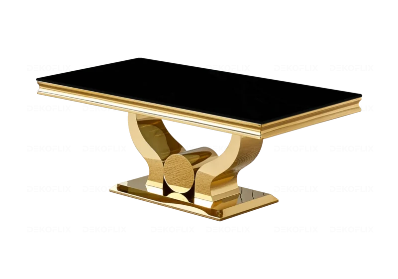 Table basse verre noir dorée - Omega