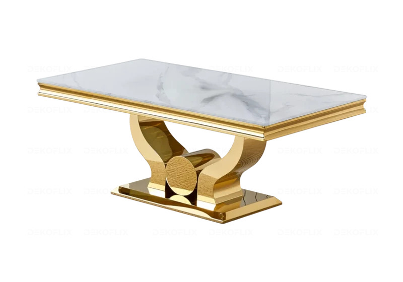 Table basse marbre blanc dorée - Omega
