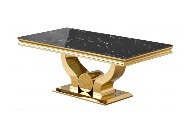 Table basse marbre noir dorée - Omega