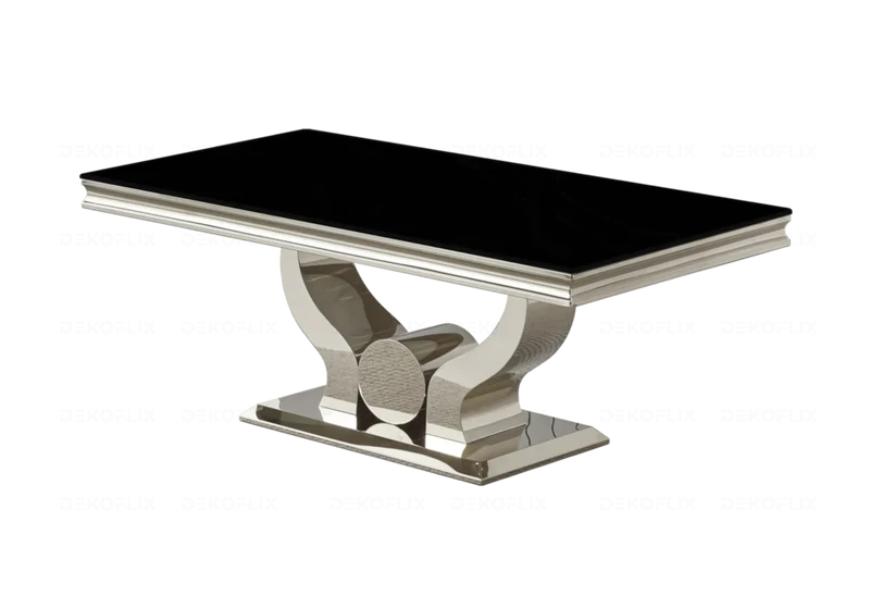 Table basse verre noir argentée - Omega