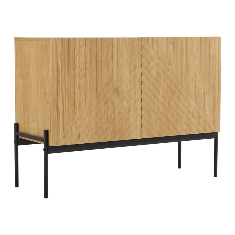 Buffet avec 2 portes et pieds en métal, buffet design linéaire 100*40*70cm VAIKNELS