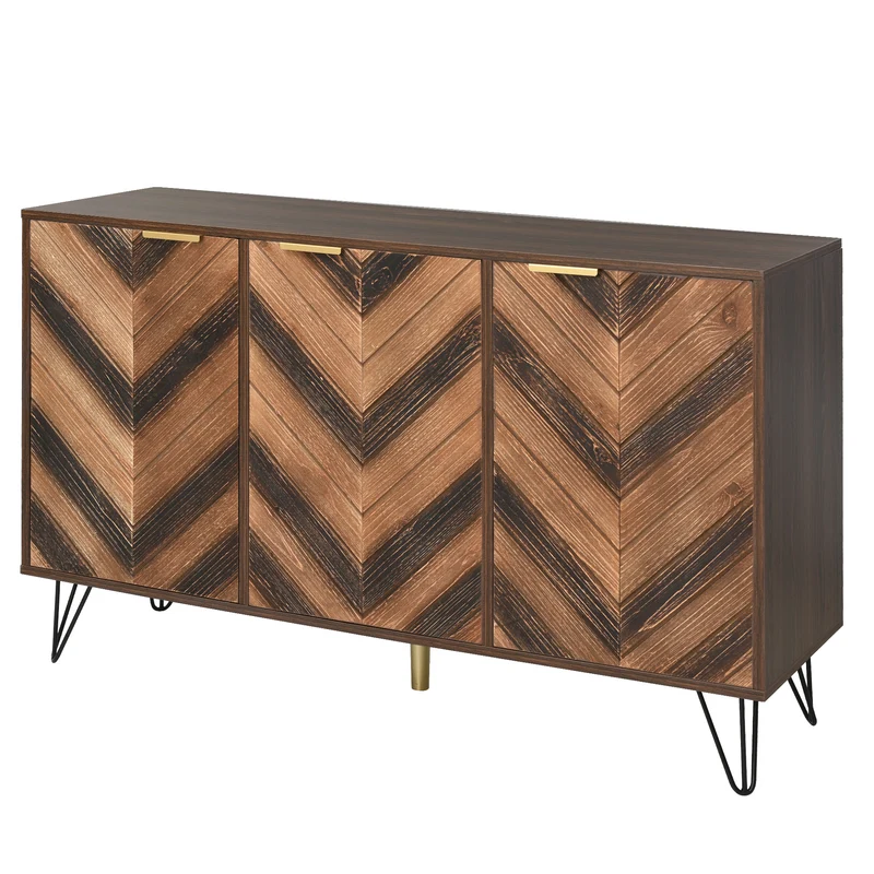 Buffet vintage détail élégant 3 portes poignées dorés TRETEOX
