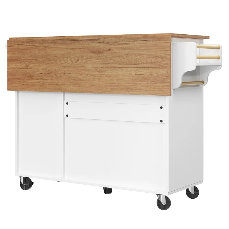 Desserte de cuisine mobile blanche plateau pliant extensible RIDGESHORE