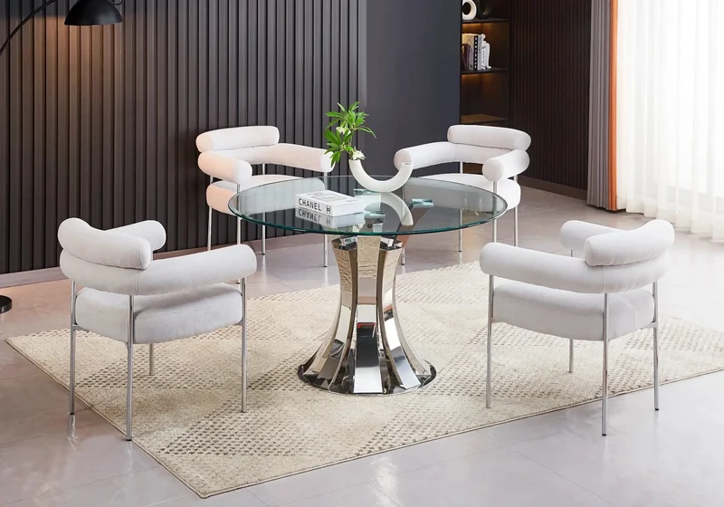 Ensemble table chaise chrome transparent - Sidy