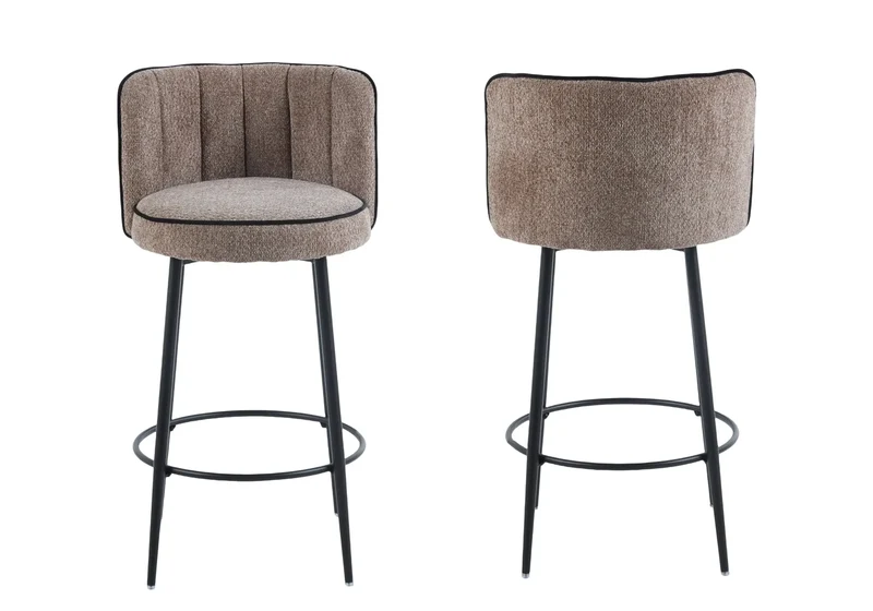 Chaises hautes de bar tissu taupe - Mody x2