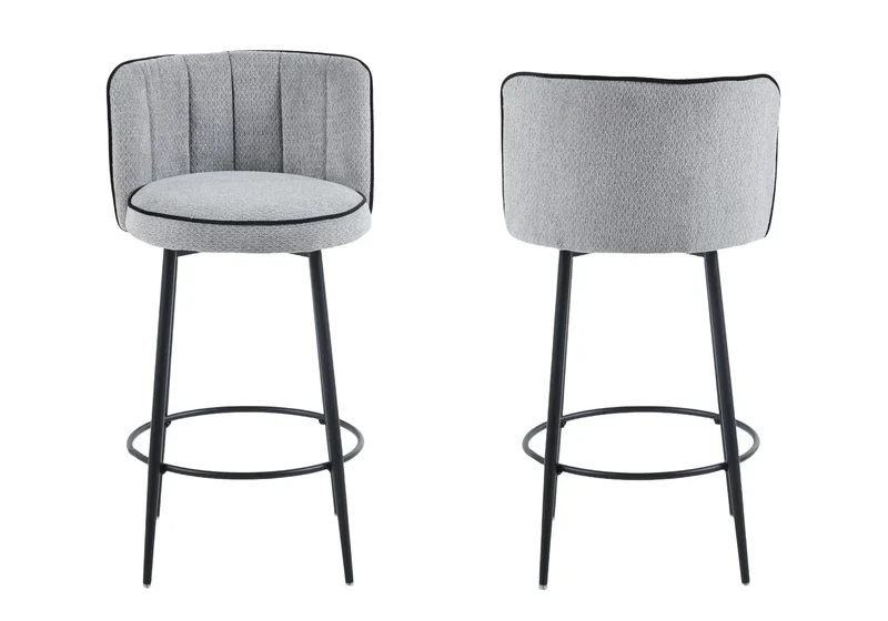 Chaises hautes de bar tissu gris - Mody x2