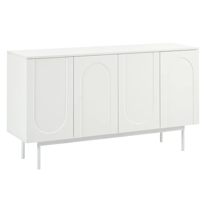 Buffet moderne blanc motif en arc 4 portes AHRE