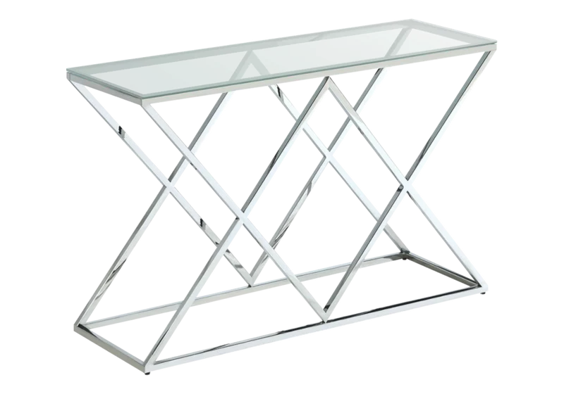 Console d'entrée en verre transparent et pied argent - Erly