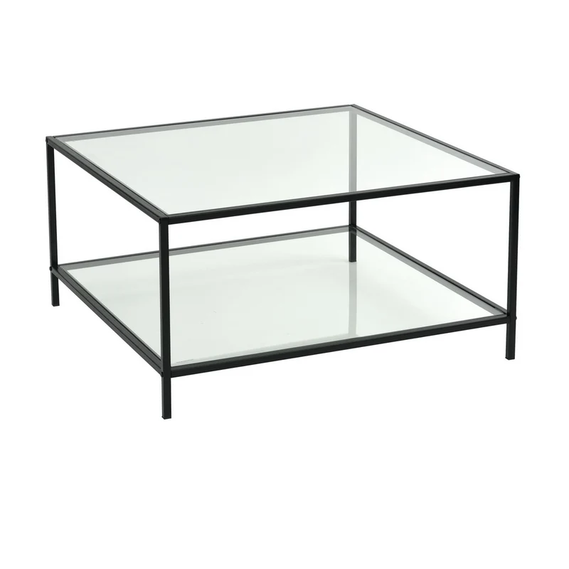 Table basse salon en verre et en métal noir HUDD LMKZ