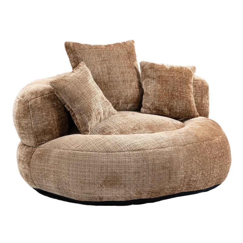 Canapé chauffeuse fauteuil rond en velours chenille marron fauteuil lounge LOGOGRAM
