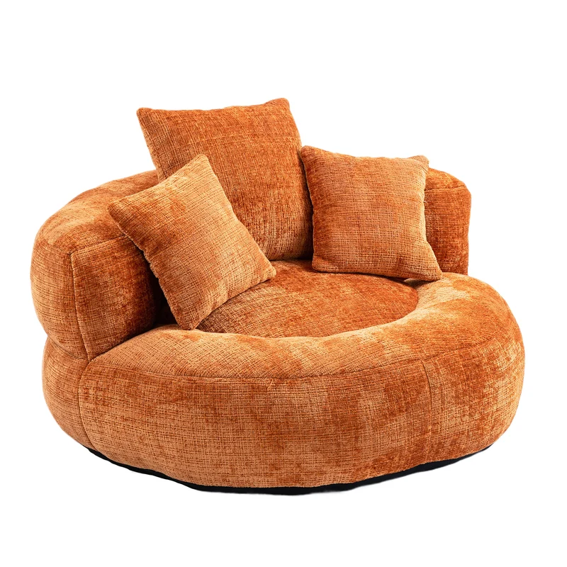 Canapé chauffeuse fauteuil rond en velours chenille orange fauteuil lounge RAYWING