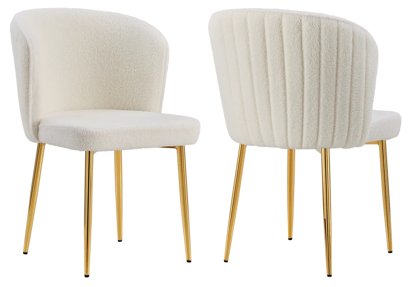 Chaise de salle à manger design en tissu bouclé écru - Diva x4