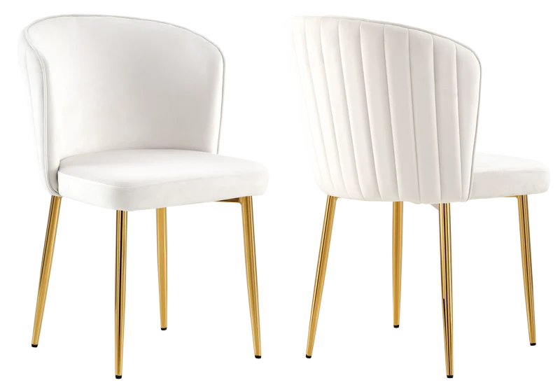 Chaise de salle à manger design en velours écru - Diva x4