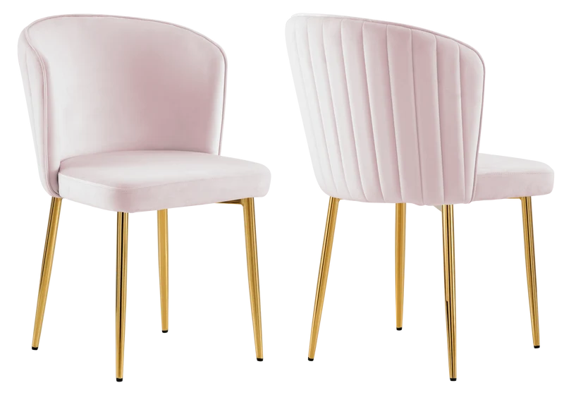 Chaise de salle à manger design en velours rose - Diva x4