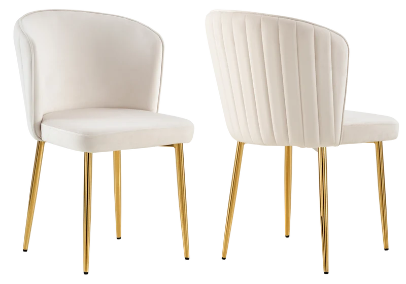 Chaise de salle à manger design en velours beige - Diva x4
