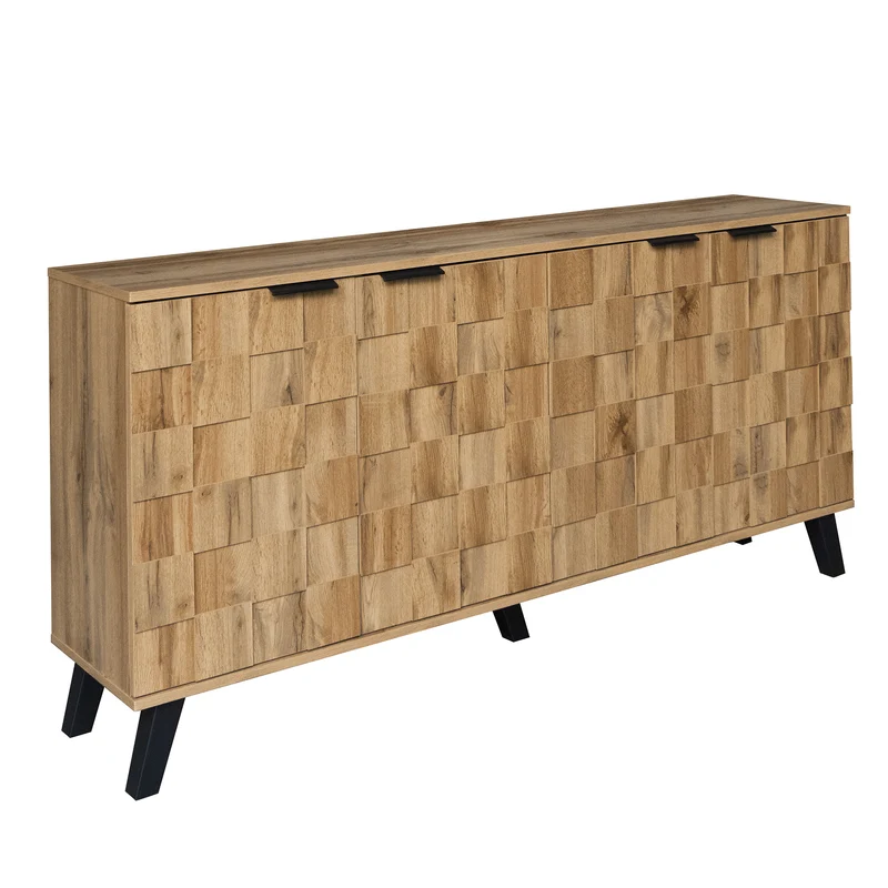 Buffet moderne effet bois à 4 portes 160,5x35,5x78cm OCAERS