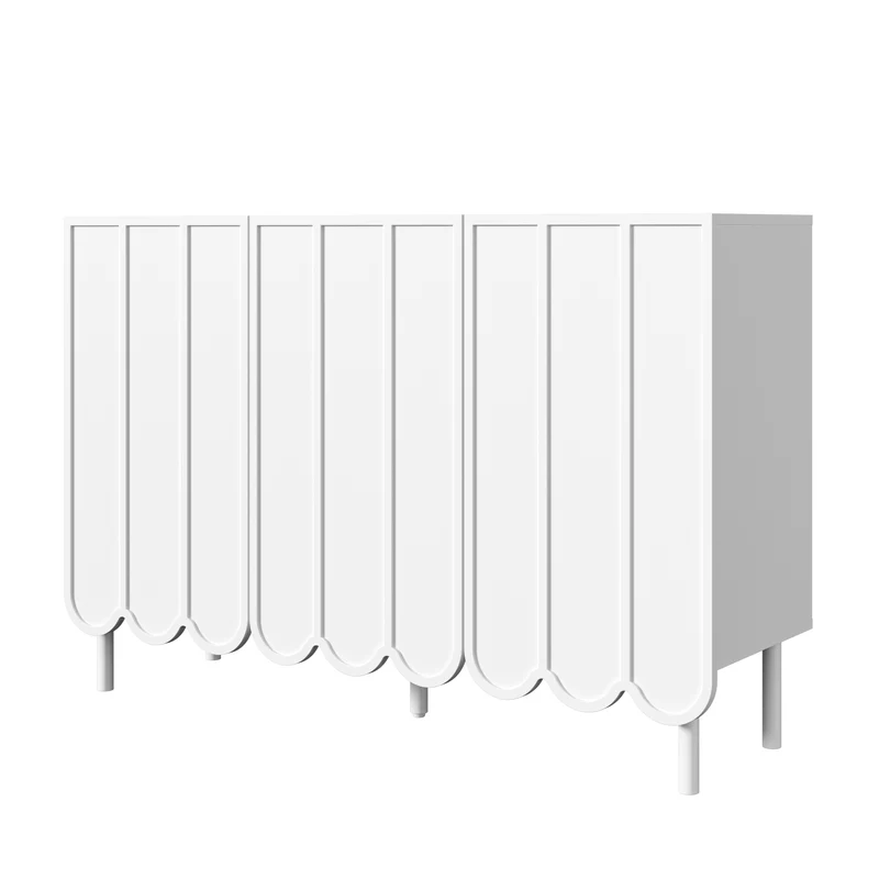 Buffet blanc moderne avec 3 portes ondulées et étagères réglables ROYALJEL
