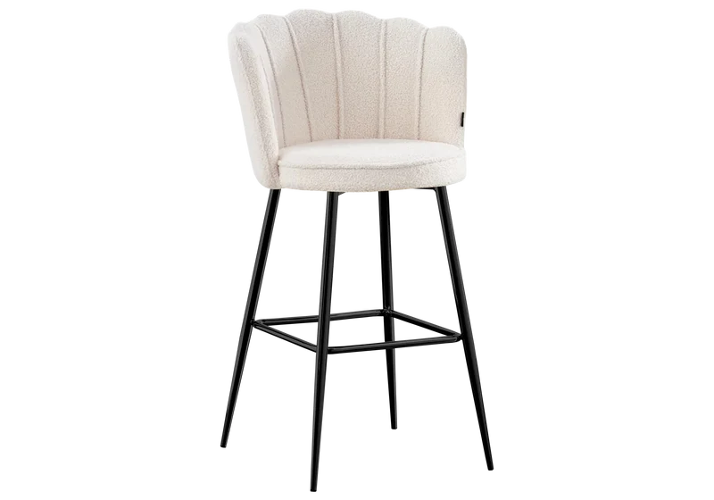 Chaise de bar design coquillage tissu bouclé - Nymea x2