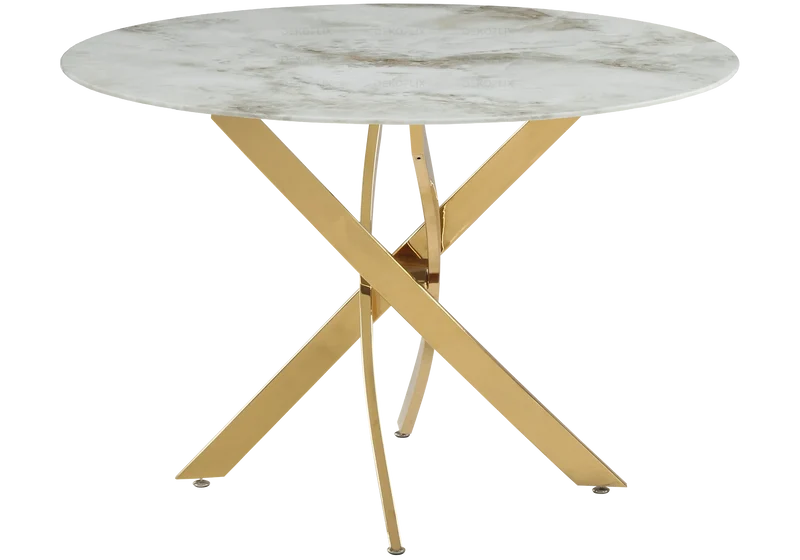 Table ronde dorée marbre beige - Joy