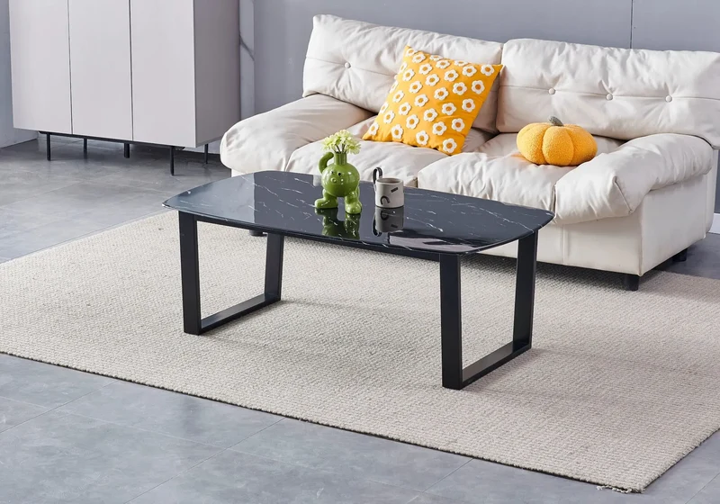 Table basse noire marbre noir - Lyly
