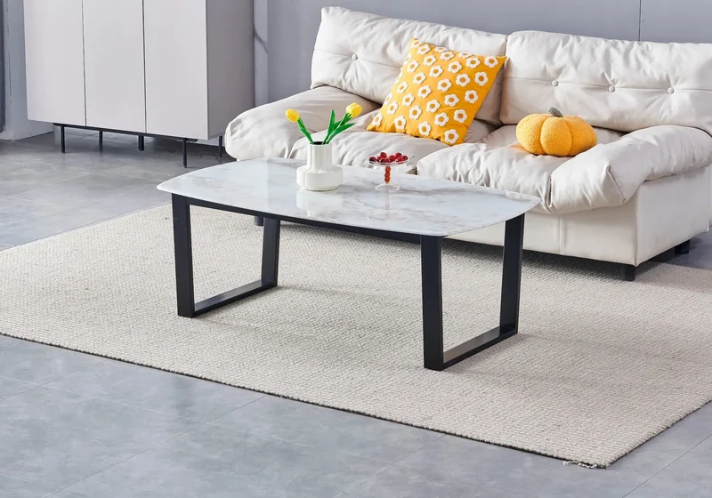 Table basse noire marbre beige - Lyly