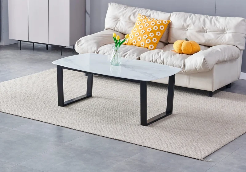 Table basse noire marbre blanc - Lyly