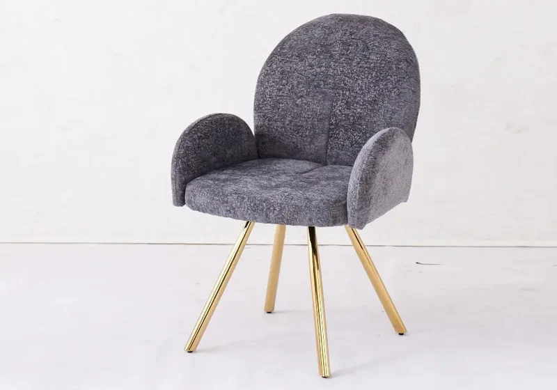 Fauteuil de table velours anthracite pieds dorés - Mimi x2