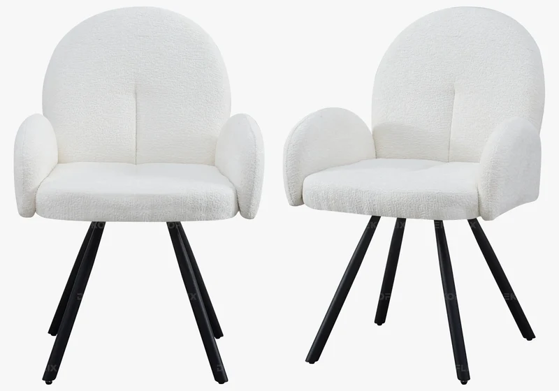 Fauteuil de table velours écru pieds noirs - Mimi x2