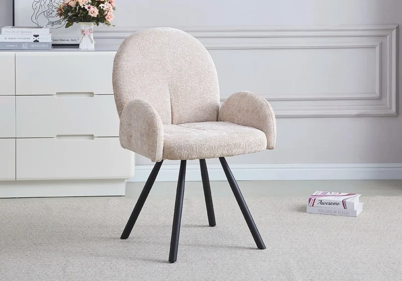 Fauteuil de table velours moka pieds noirs - Mimi x2