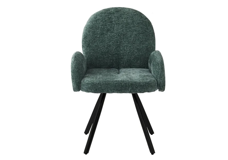 Fauteuil de table velours vert pieds noirs - Mimi x2
