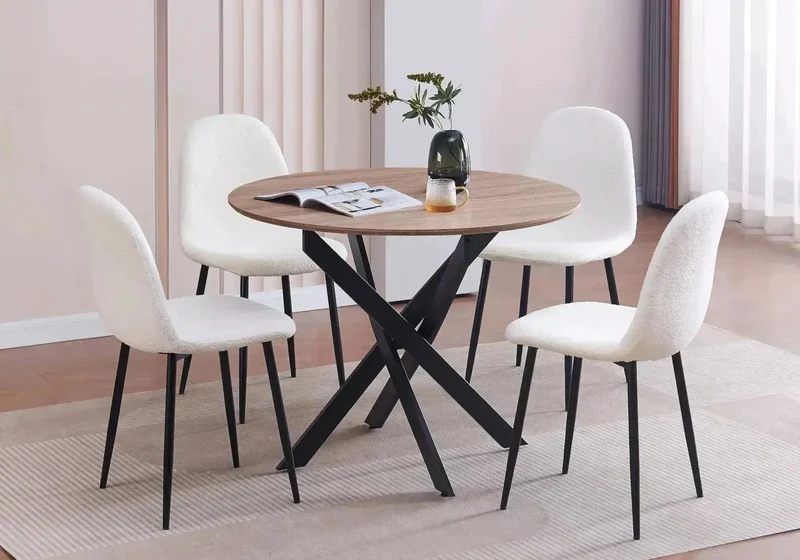 Table ronde et chaises chêne écru - Joy