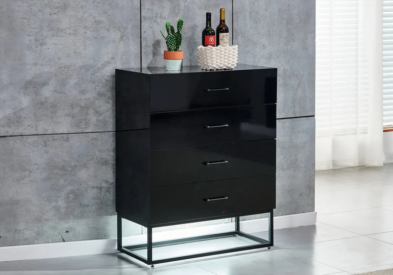 Meuble rangement laqué noir - Line
