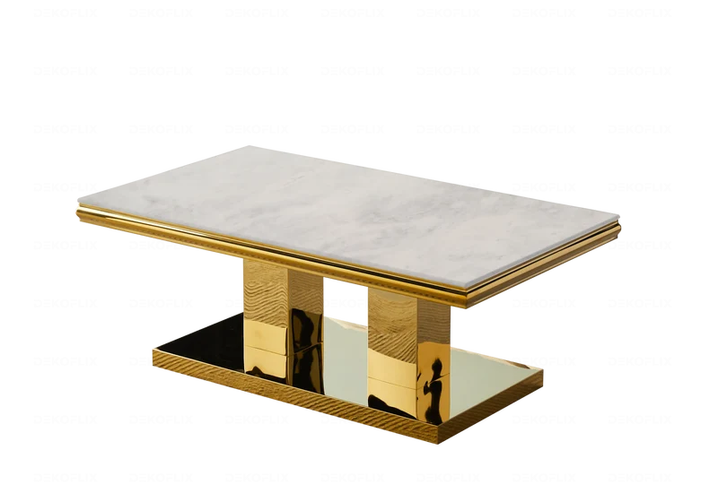 Table basse marbre beige dorée design - Versus