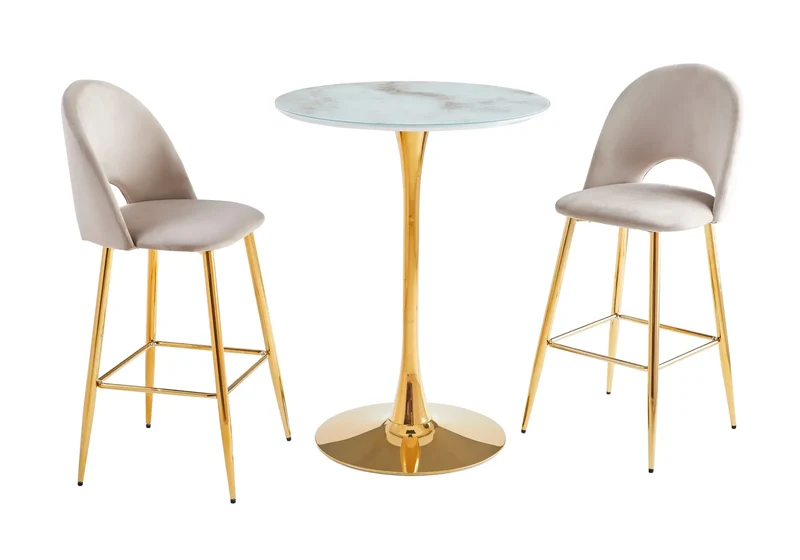 Table de bar dorée marbre blanc - Viola