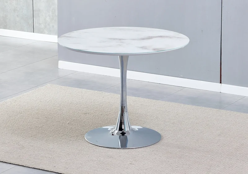 Table à manger ronde marbre blanc - Viola