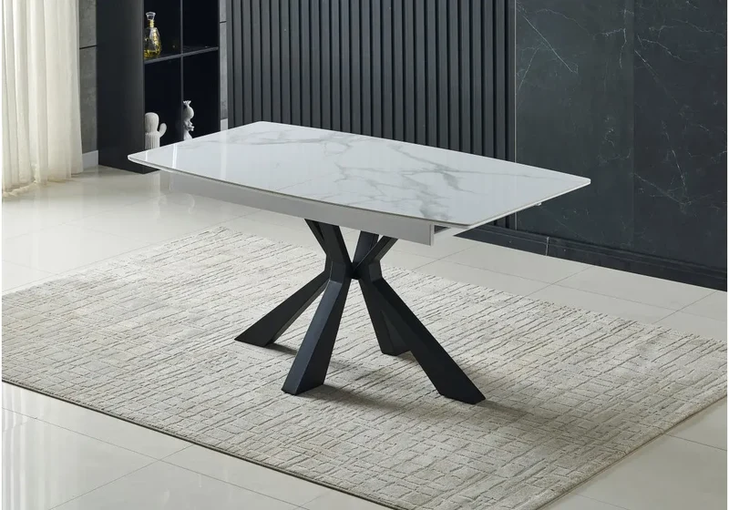 Table extensible noire marbre blanc - Lika