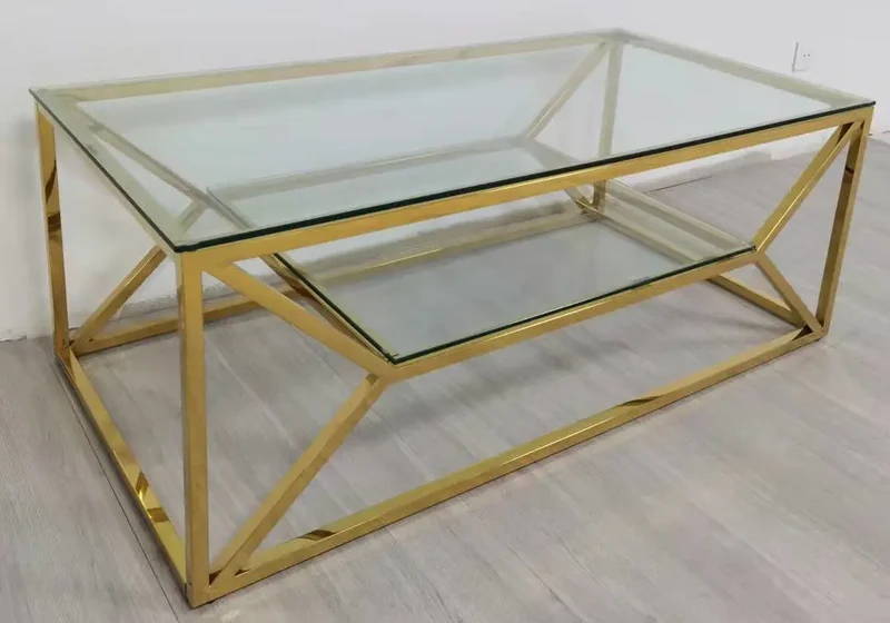 Table basse dorée en verre - Sybel