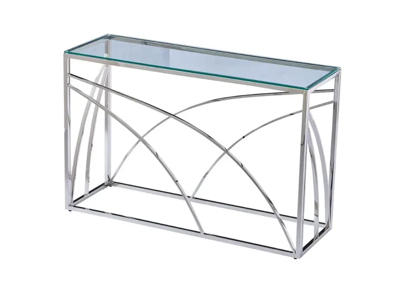 Console design argent en verre - Lexie