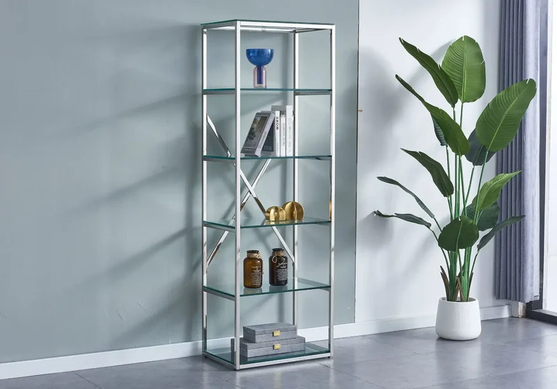 Étagère argentée verre trempé - Mado