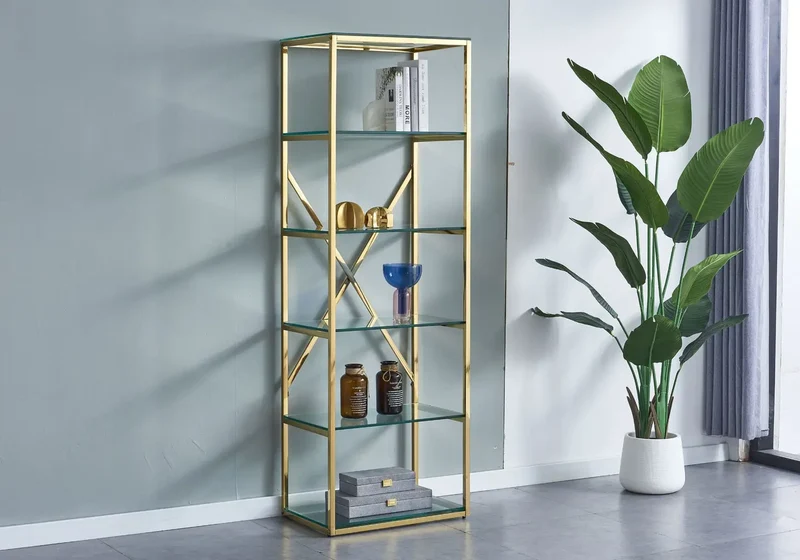 Étagère dorée verre trempé - Mado